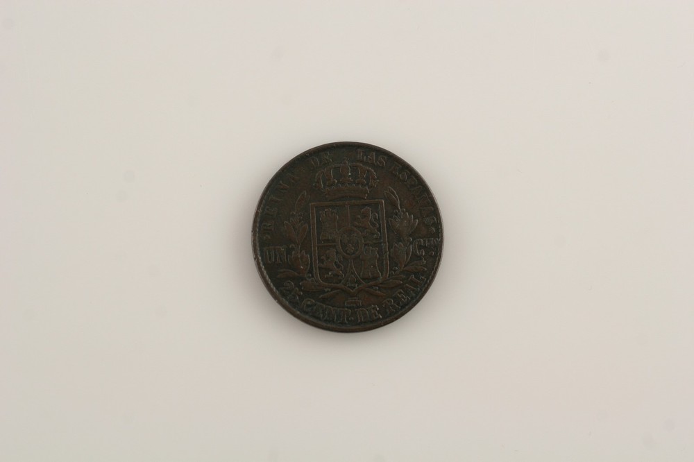 1858 Spain 25 Centimo (VF+) very Fine Plus Condition
