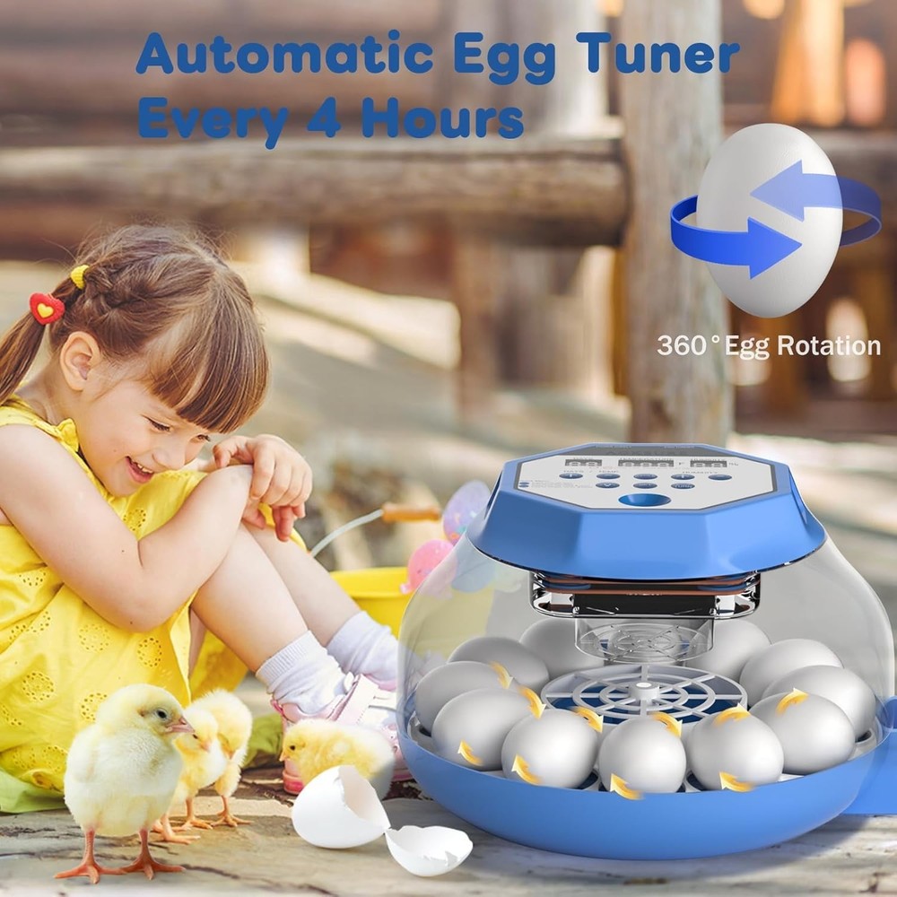 12-24 Egg Capacity Automatic Egg Turner, Temperature & Humidity Control