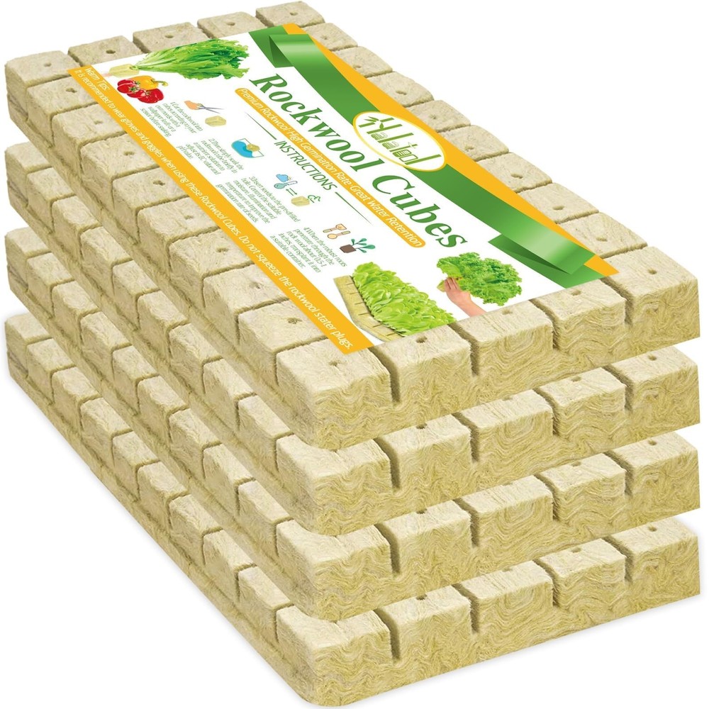 1" Rockwool Cubes for Hydroponics - 200 Starter Plugs for Soilless Cultivation