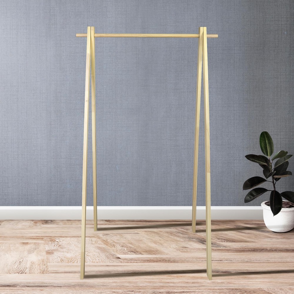 Solid Wood Collapsible Garment Rack - No Tool Assembly, Aesthetic Design