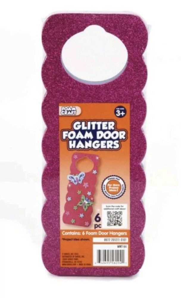 Darice glitter Foam Door Hangers 6/Pkg-Assorted Colors NEW