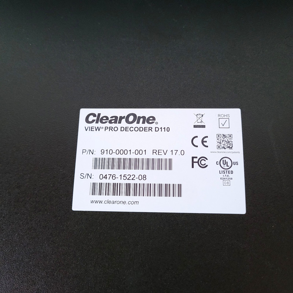 5 ClearOne View Pro Decoder Streaming D110 Digital AV HD Tested w/Power Adapter