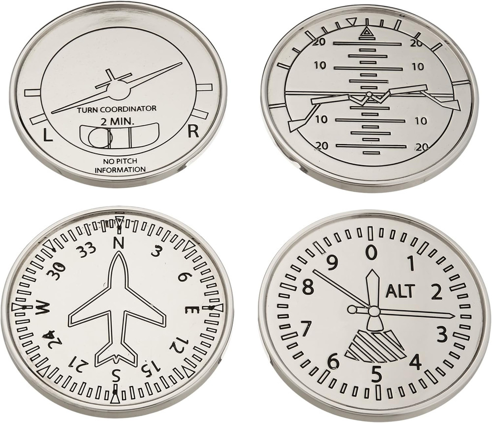 SILVER ART Airplane Coasters, Set of 4