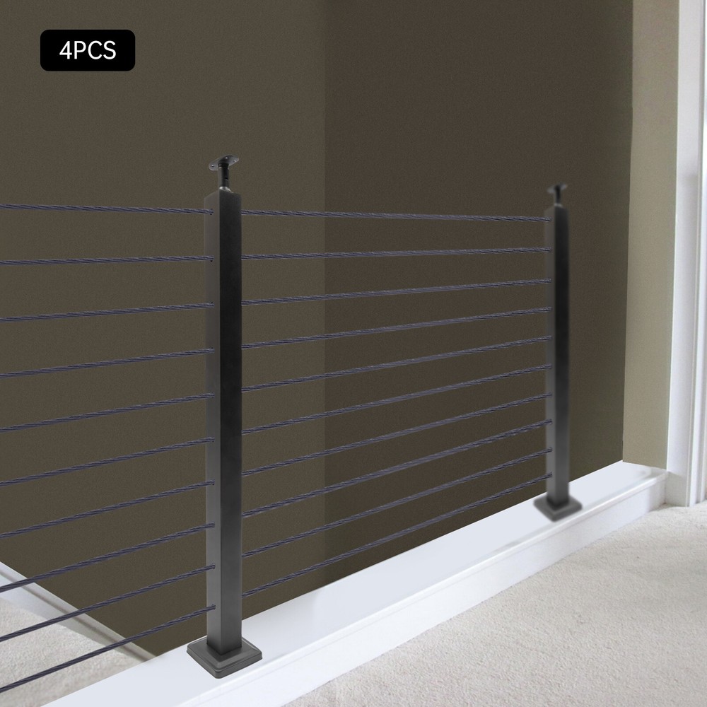 4X Cable Railing Post Railing Column 36"x2"x2" Level drilled Post Adjustable Top