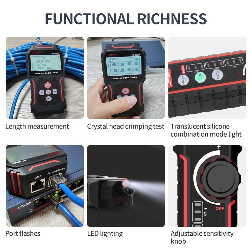 Advanced Network Cable Tester with PoE & NCV Multifunctional Scan Mode Cable NEW