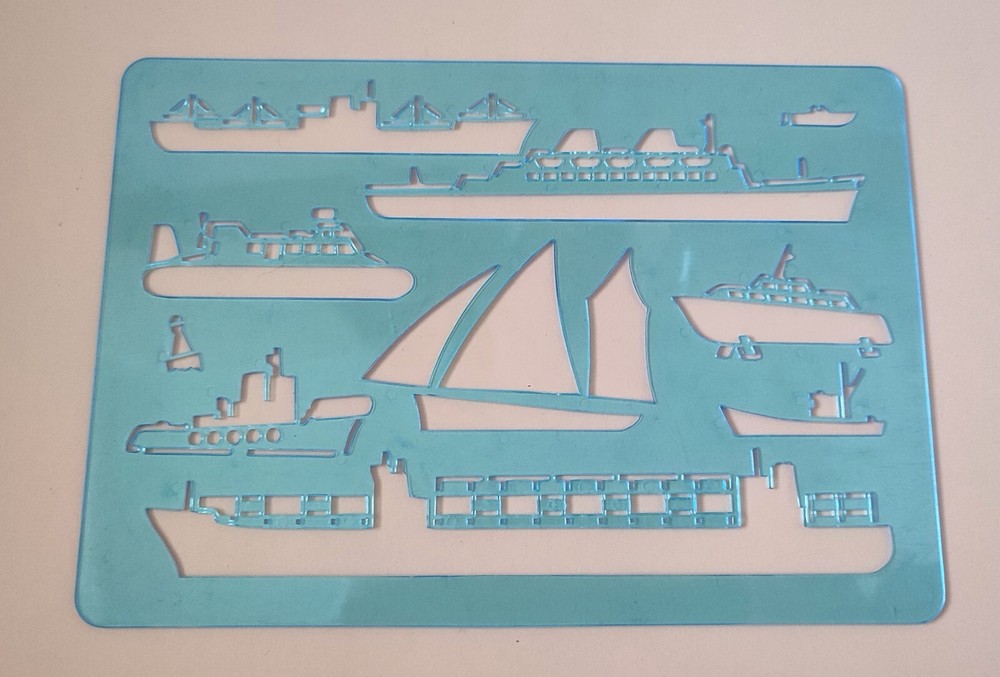 VINTAGE PLASTIC DRAFTING CURVES. SHIPS. SOVIET STENCIL. RARE
