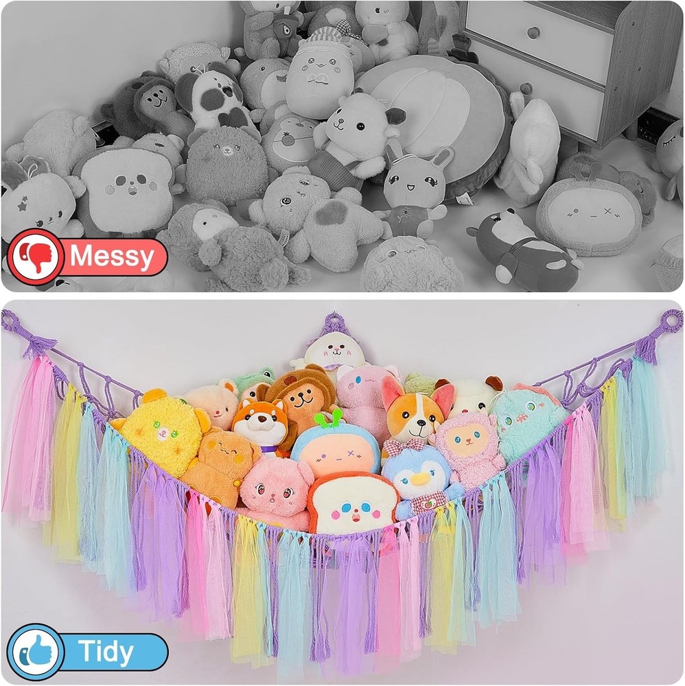 Multi-Color Toy Hammock with LED Night Light - Space-Saving Storage Solution