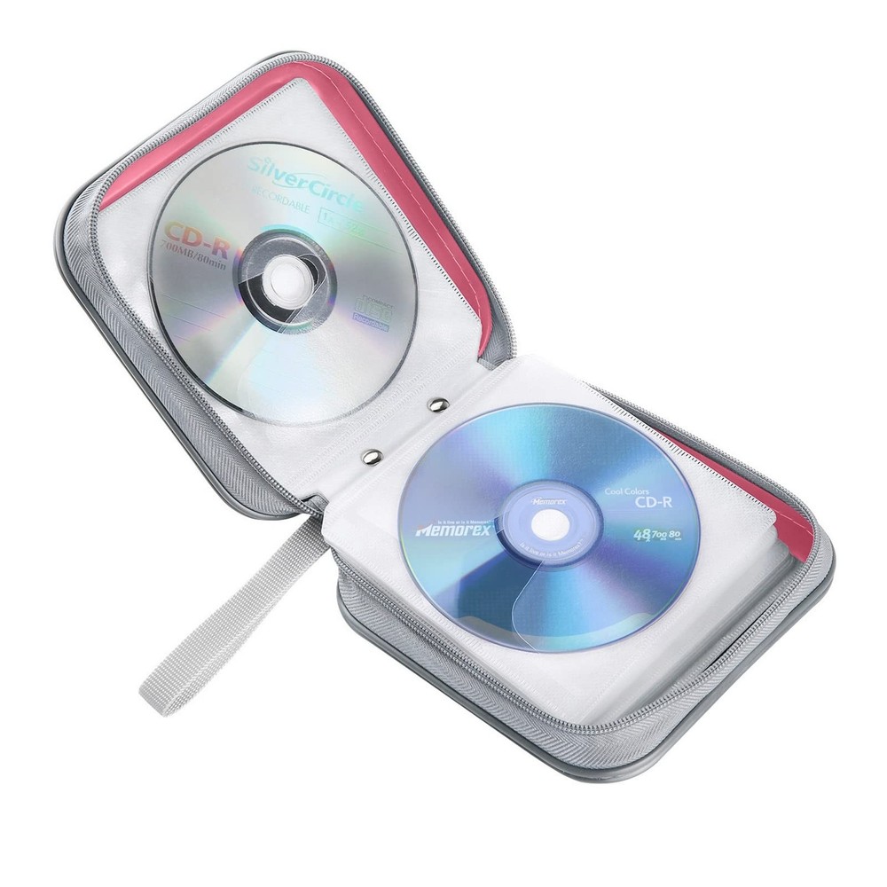 40 Capacity CD DVD Case Wallet Hard Plastic Disc Storage Binder Pink