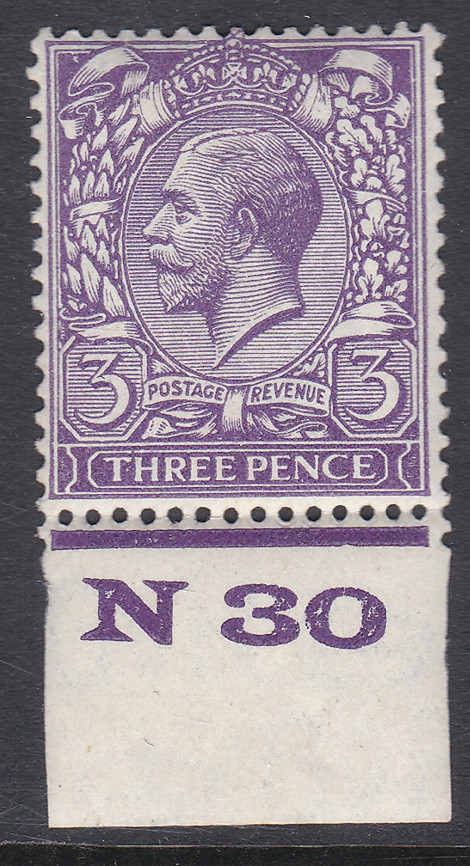 N38(5) 3d Bright Violet Block Cypher Control N30 Imperf UNMOUNTED MINT