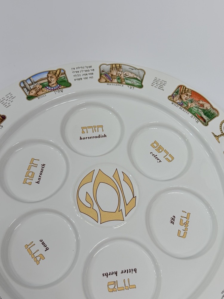 LARGE PASSOVER SEDER PLATE 14" Serving Tray Egypt Plaques ECKSTEIN ISRAEL