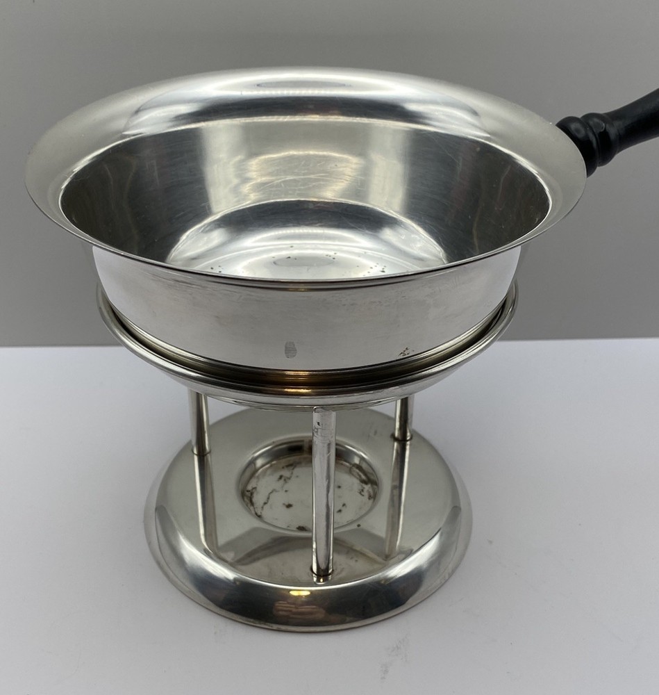 Vintage Sheffield Silver Co Plated Warming Serving Chafing Dish Wood Handle