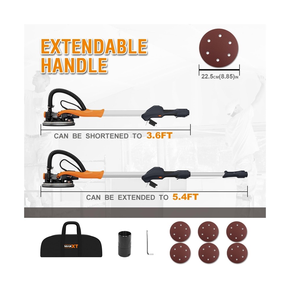 MAXXT Drywall Sander Electric Foldable Wall Sander With Vacuum Dust REAL self...