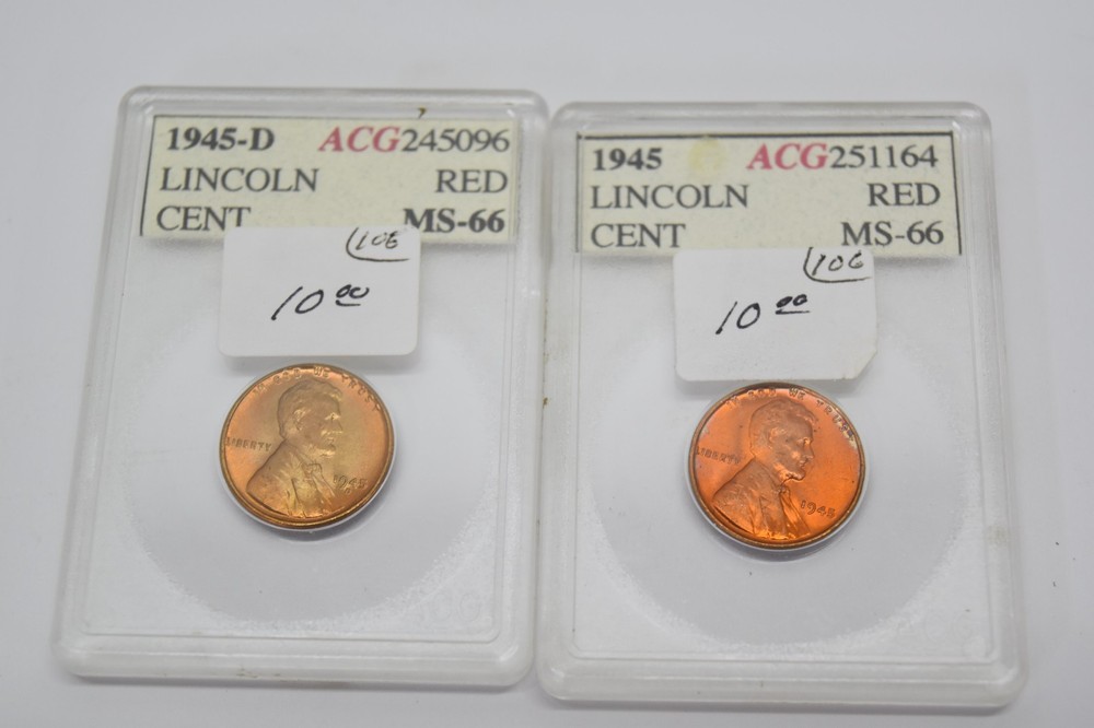 1945 p & d red penny 14677