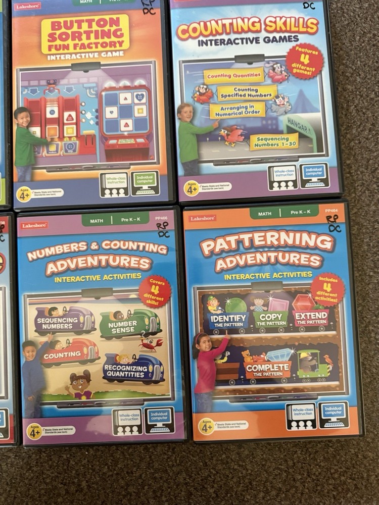 Lot 8 Lakeshore Interactive Educational Games Lot PC/Mac CD Rom Pre K-1 Math +