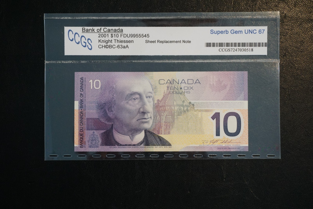 2001 $10 FDU SRN knight&Thiessen Superb Gem UNC 67