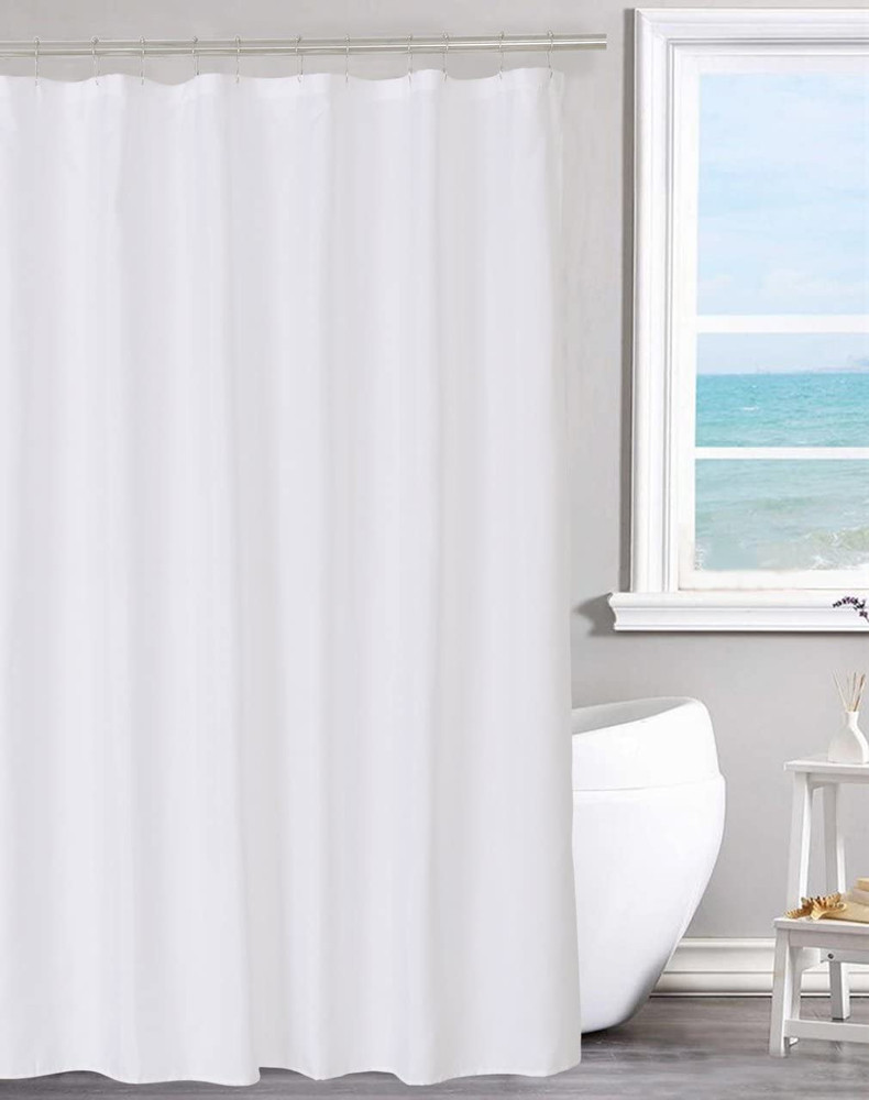 Fabric Shower Curtain Liner Solid White with Magnets, Hotel Quality, Machine Was