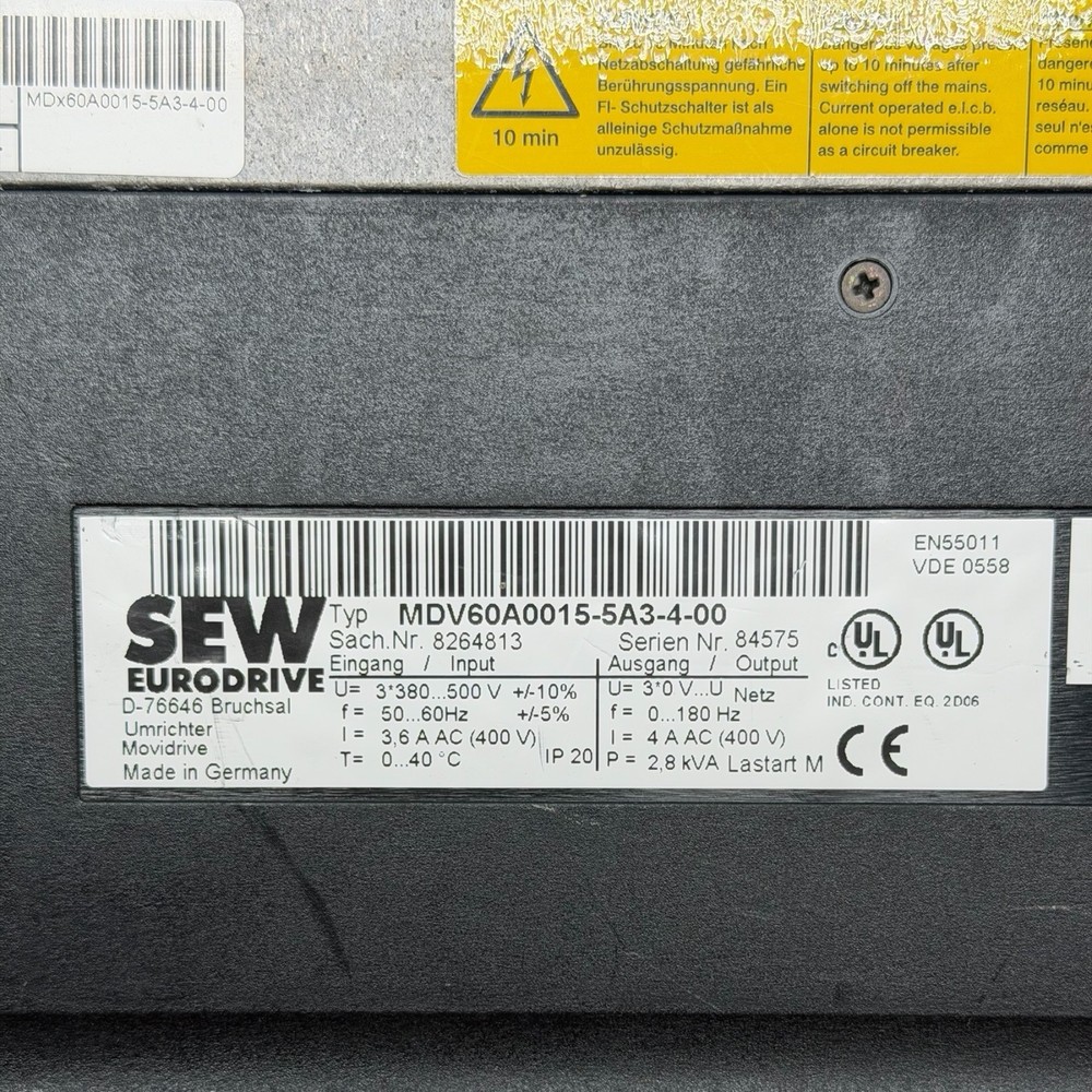 SEW Eurodrive Movidrive MDV60A0015-5A3-4-00 Variable Frequency Drive