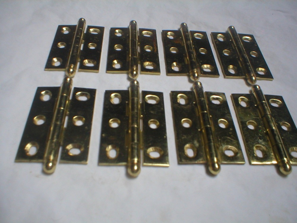 Vintage Solid Brass Ball Tipped 2 1/2" x 1 11/16" Hinge Pair