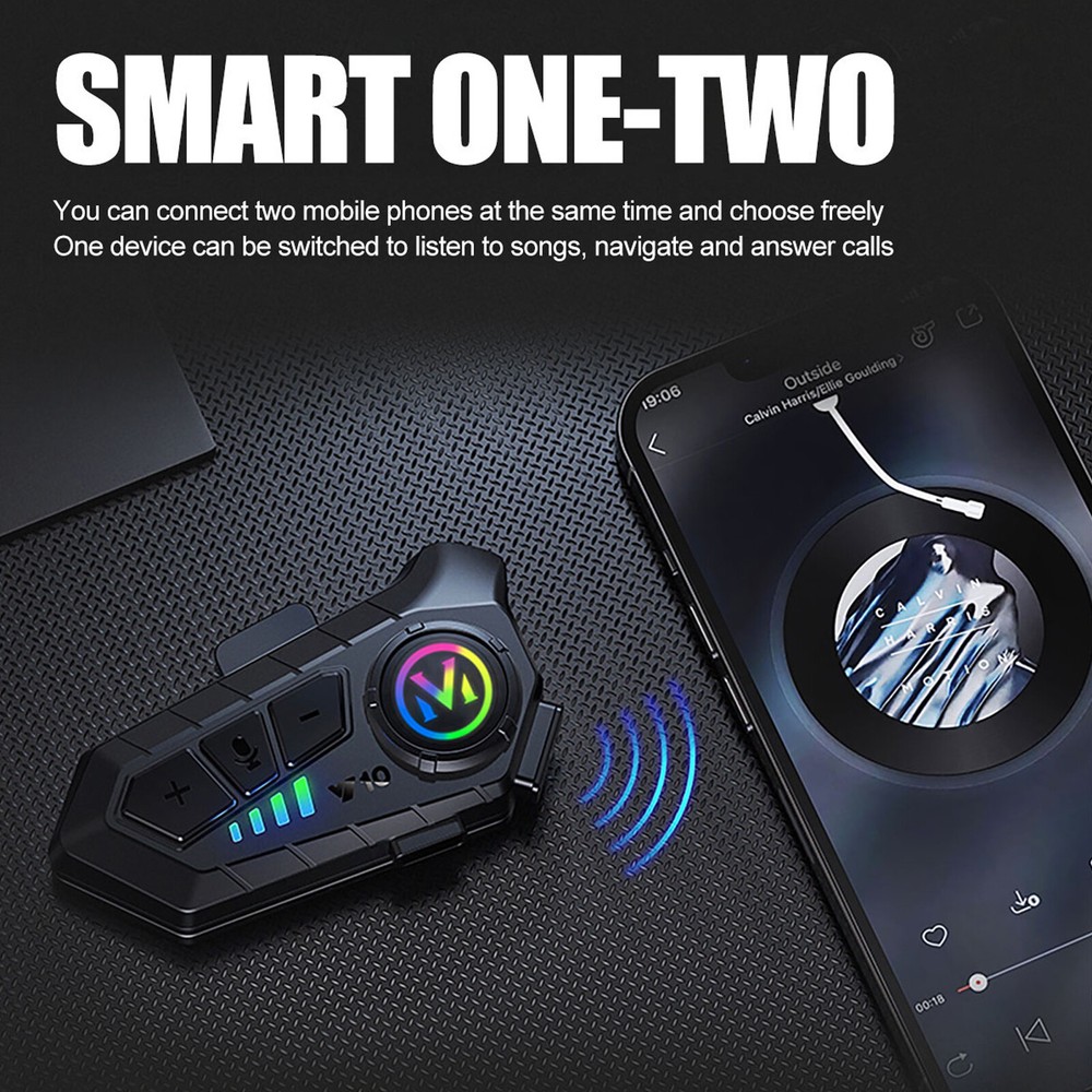 Motorcycle Helmet Headset Intercom Wireless Bluetooth Headphone HiFi Waterproof