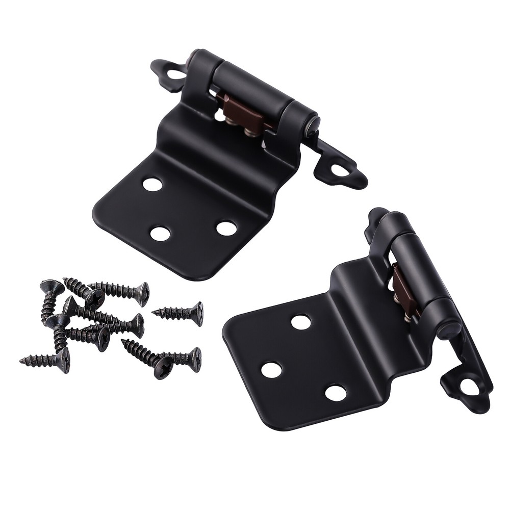 50PCS 3/8" Inset Cabinet Hinges Self Closing Matte Black Kitchen Doors Hardware
