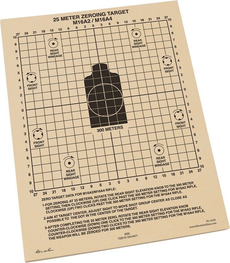 Military Issue 25 Meter Zeroing Target - USMC, Army Range Target (20 count)