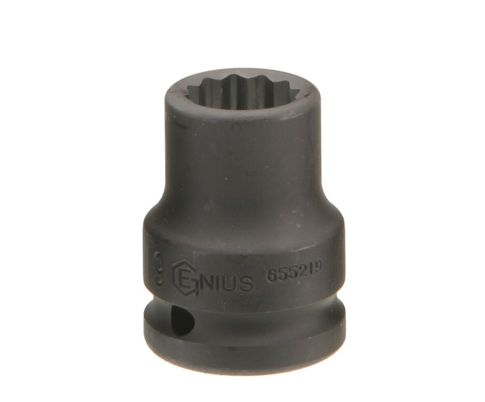 Genius Tools 1/2" Dr. 19mm Thin Wall Impact Socket (12-Point) (CR-Mo) - 453819