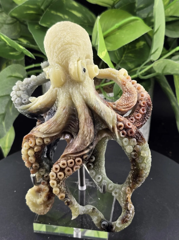 CARVED OCTOPUS AMAZON STONE STATUE SCULPTURE FIGURINE
