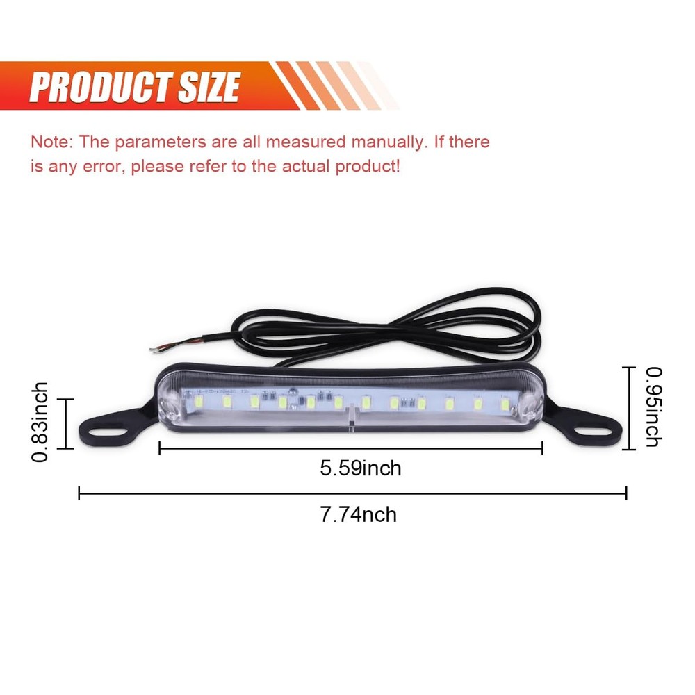 Universal Car LED License Plate Light, 12V DC High Bright Waterproof LED Light