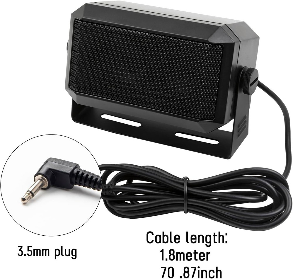 Compact Black Communications Speaker for CB & Ham Radio - Includes Mounting Kit