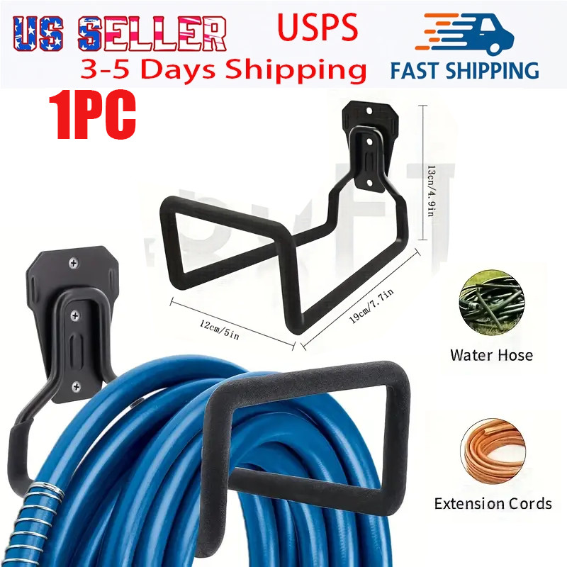 1PC Wall - Mount Hose Holder, Heavy - Duty, Rust - Resistant, Garage Organizer