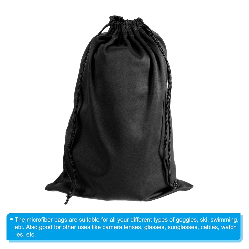 Ski Goggle Bag Microfiber Snow Goggles Case Drawstring Pouch Black
