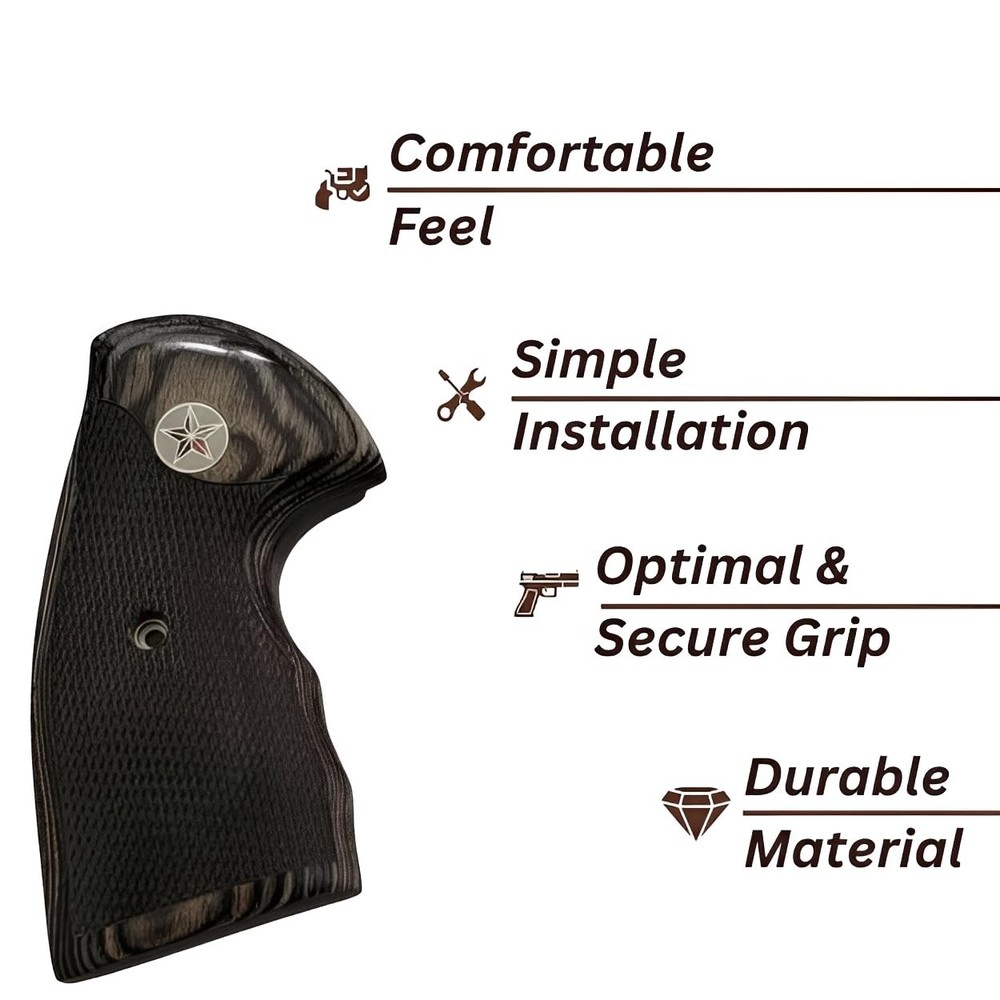 Colt Python Black Rosewood Grips Texas Star Medallion