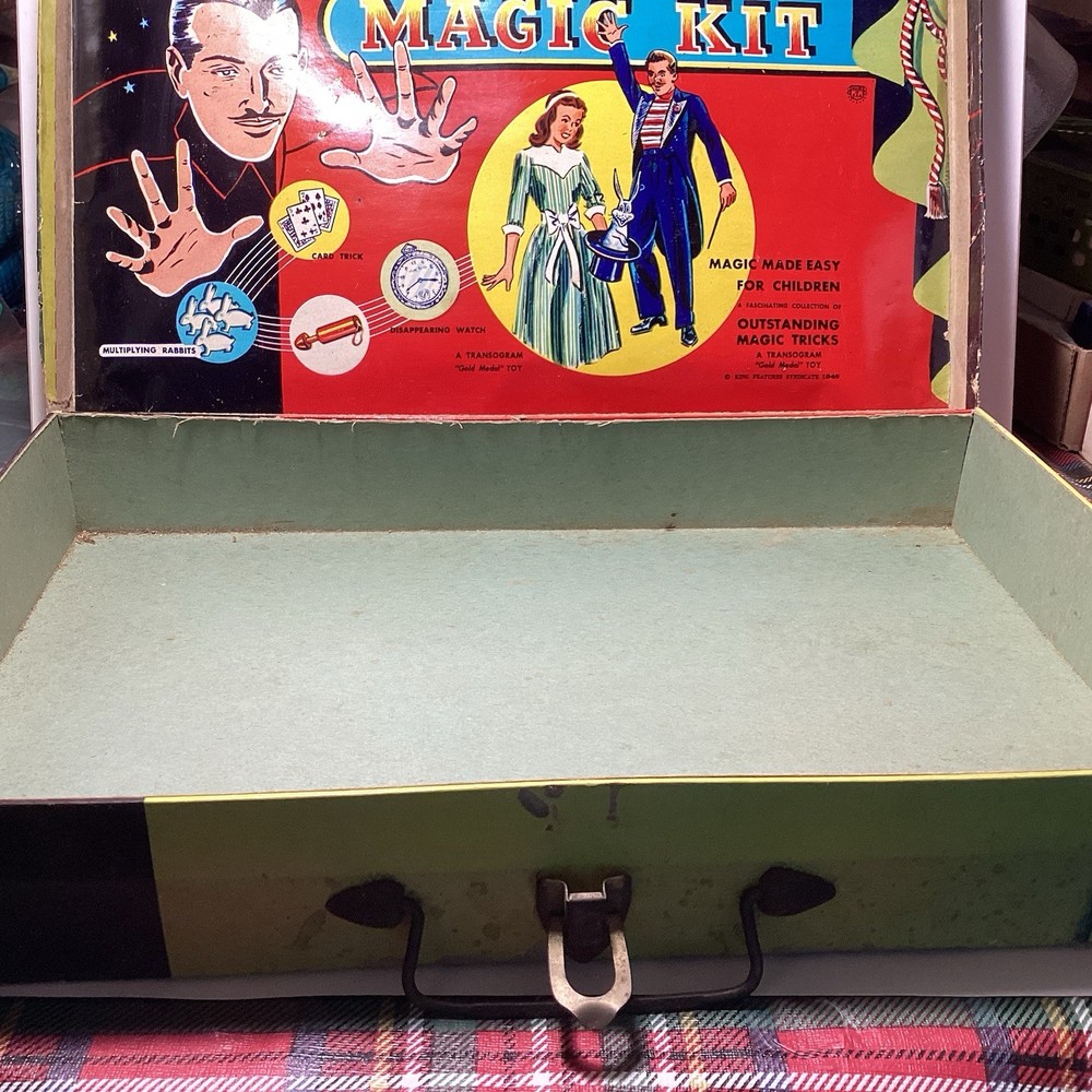 1949 Mandrake the Magician Magic Kit Empty Box W/Handle Great Graphics