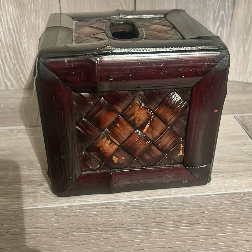 Handmade Woven Wood Tissue Box Cover – Rustic Natural Decor