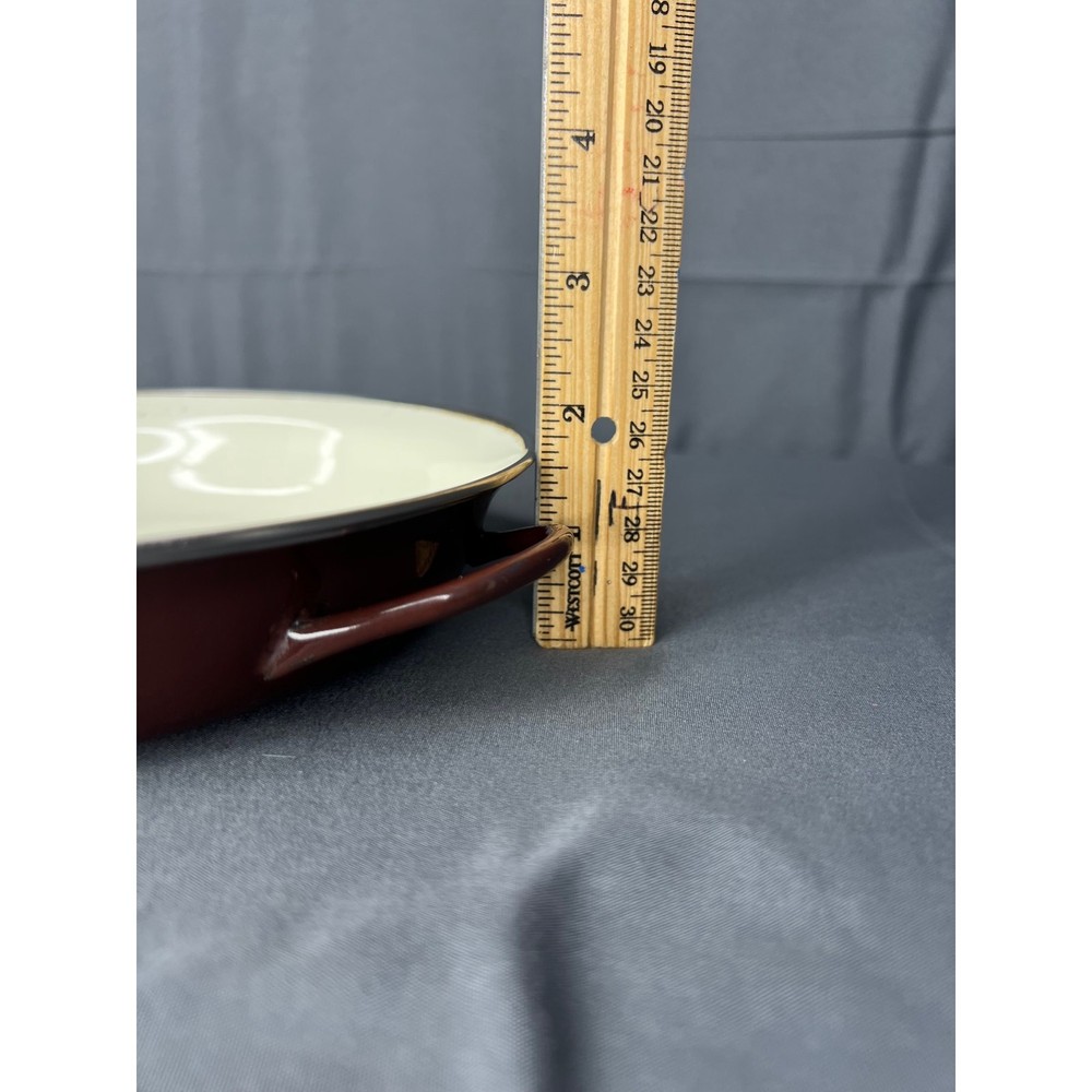 Vintage MCM Cast Iron Sizzle Server 8.5" Double Handle Brown Used