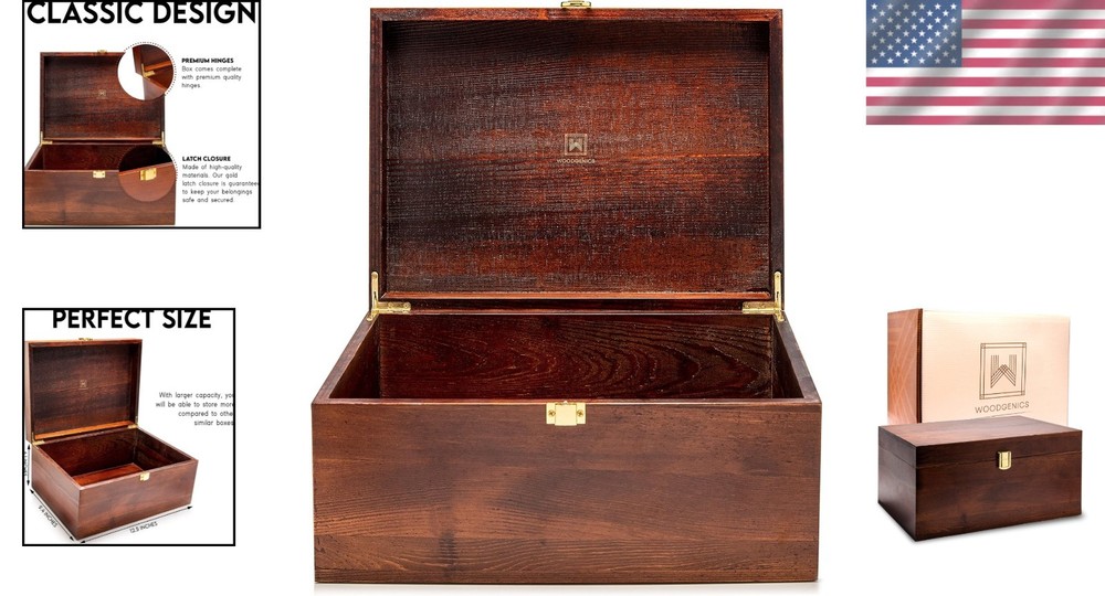 Elegant Decorative Wooden Box with Latch - Stylish Keepsake Storage Solution