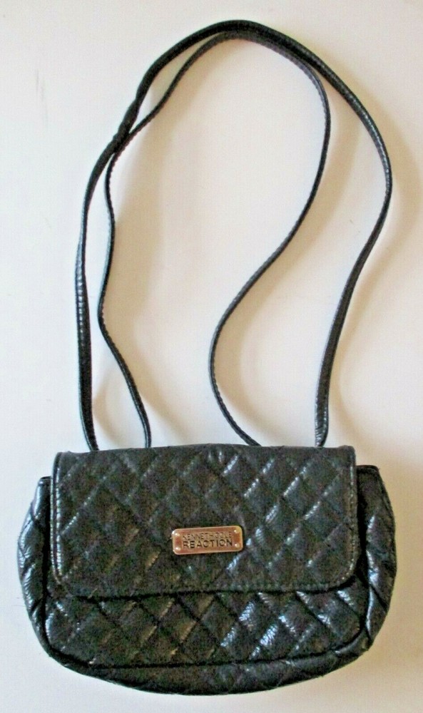Kenneth Cole Reaction Black Quilted Leather Strap Clutch