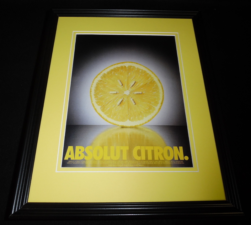 2000 Absolut Citron Vodka Framed 11x14 ORIGINAL Vintage Advertisement