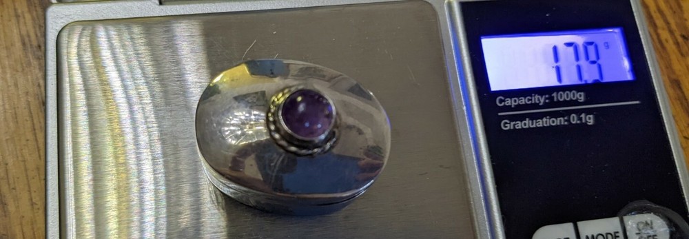 STERLING SILVER AMETHYST TRINKET BOX TAXCO