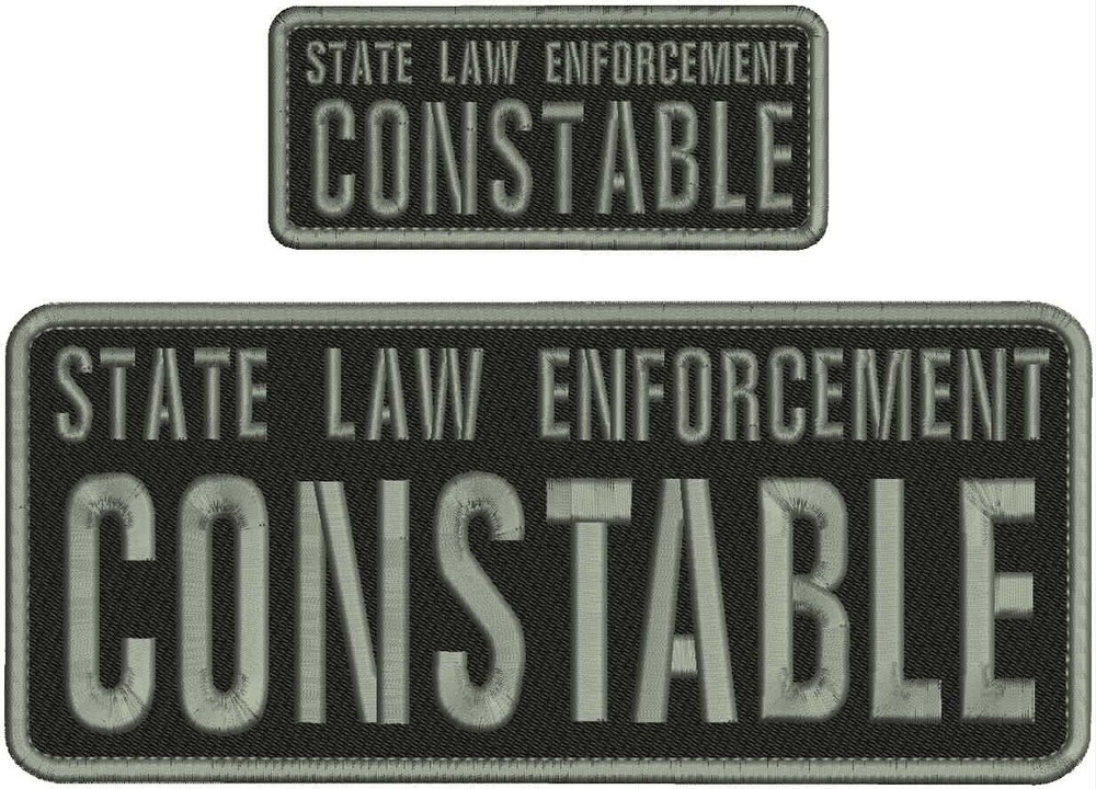 STATE LAW E CONSTABLE EMB PATCH 4X10 AND 2X5 HOOK ON BACK BLACK/GRAY