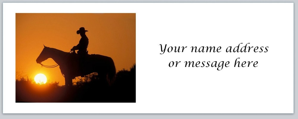 Personalized Address Labels Western Cowboy Sunset (BX 4a)