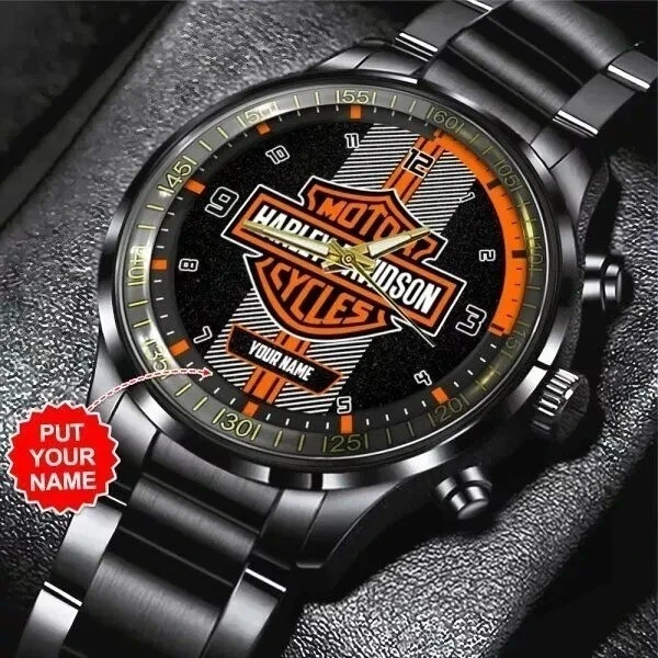 Personalized Harley--Davidsons Black Stainless Steel Watch