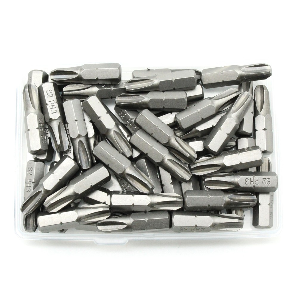TMAX 50pc PH3 Impact Ready Phillips 1 Inch Screwdriver Insert Bits Hex Shank