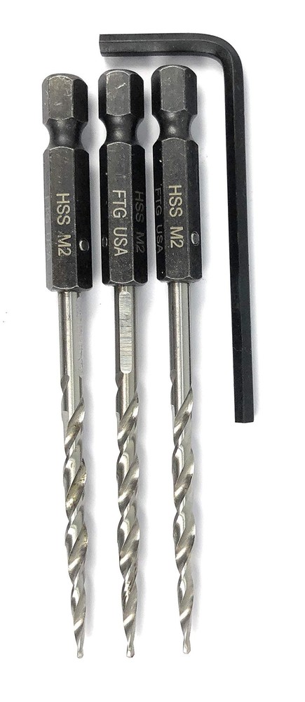 FTG USA Replacement Tapered Countersink Drill Bit Set 3 Pc (#4) 7/64" #4