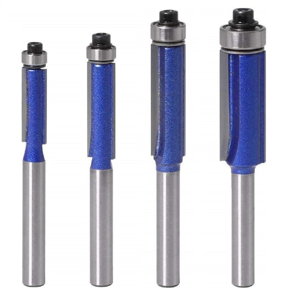 1/4 Inch Shank Template Pattern Flush Trim Router Bit Set (4 Sizes)