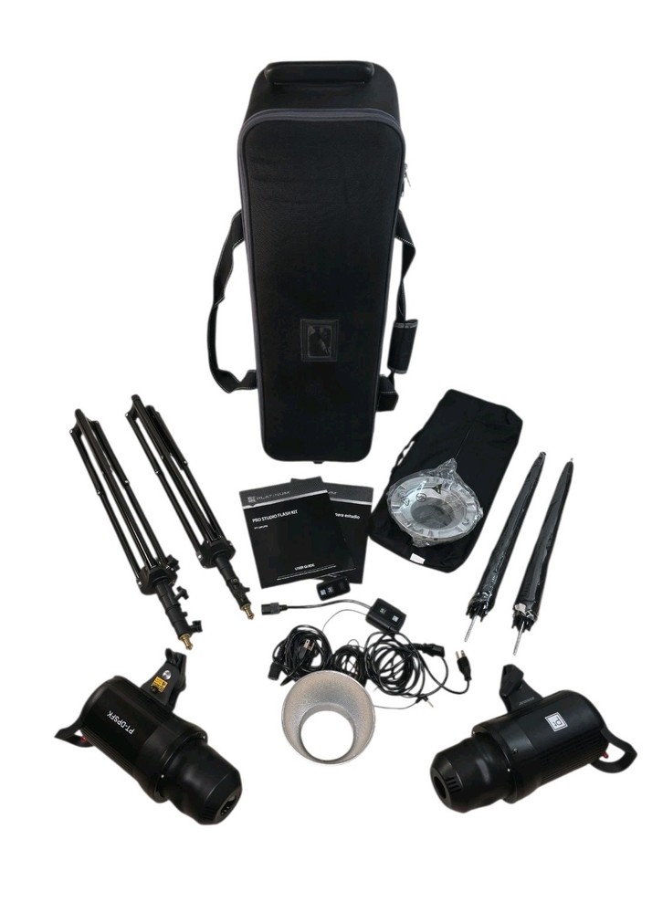 Platinum Pro Studio Flash Kit PT-DPSFK w/2X Stands, Softbox, Reflector Great Con