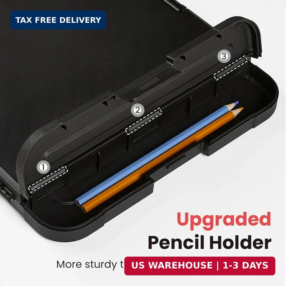 Sooez Reinforced Clipboard with Storage, Inner Plastic Folder Attached, Heavy Du