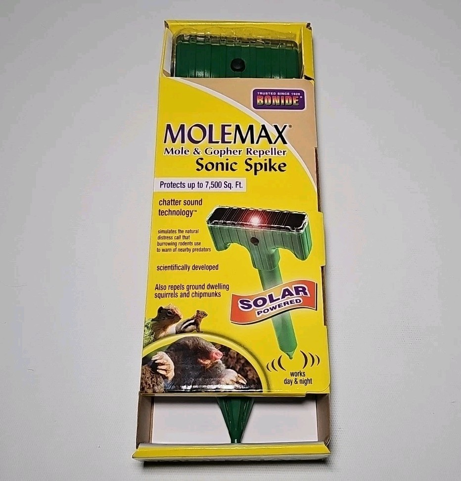 Bonide MoleMax Mole and Gopher Repeller Sonic Spike Solar-Powered w/ Chatter