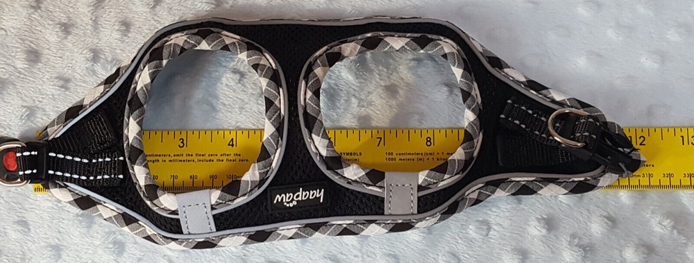 No Pull XS Pet Harness And Leash Black Gray White Plaid