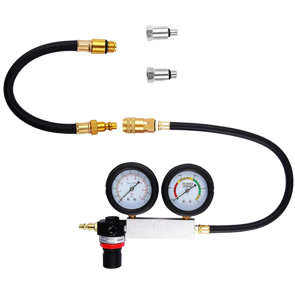 Cylinder Leak Down Tester, Petrol Engine Compression Leakage Detector Tool Kit